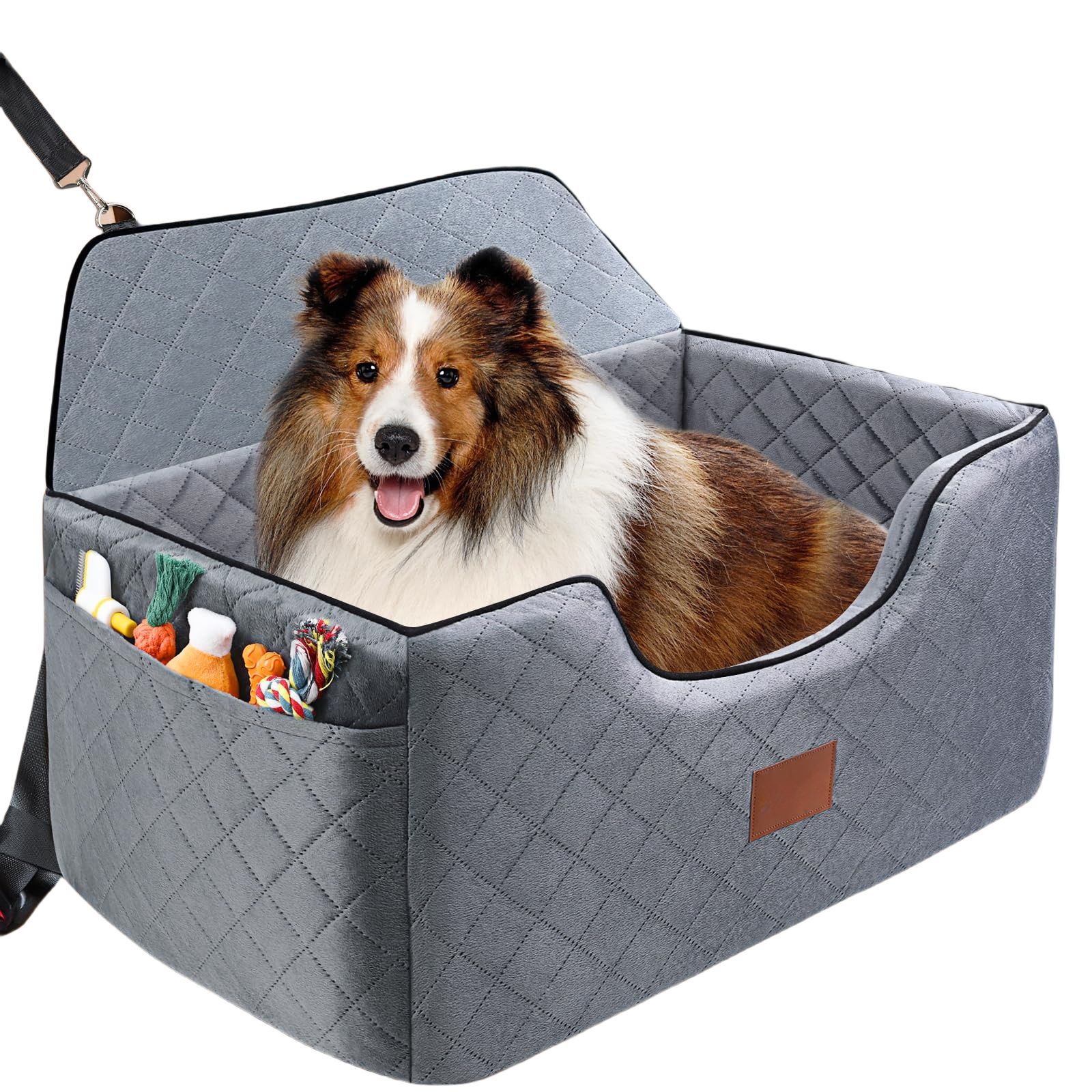KFX-6067133 Breathable Pet Car Nest for Dogs – Gray and Beige, 70x50x30cm