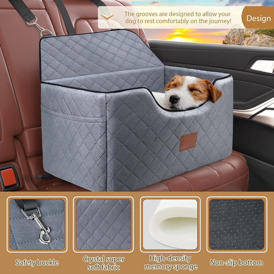 KFX-6067133 Breathable Pet Car Nest for Dogs – Gray and Beige, 70x50x30cm