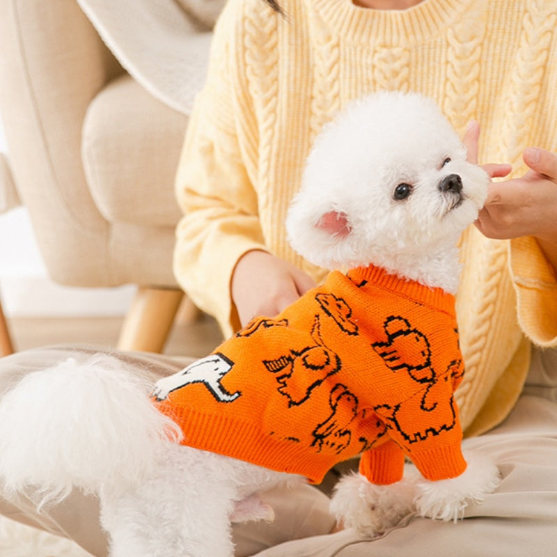 KFX-6067645 Cozy Knitted Dog Sweater for Small Dogs with Charming Patterns and Soft Warm Fabric