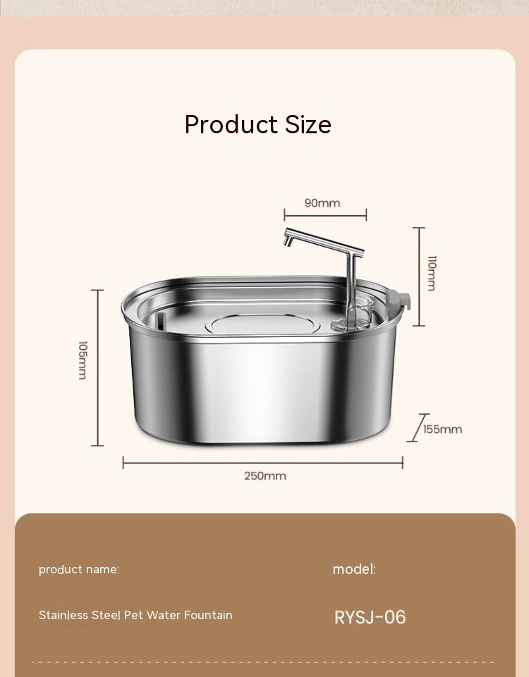 KFX-6068925 Stainless Steel Pet Water Feeder with Antibacterial Purification, 3.2L Capacity for Cats and Small to Medium Dogs