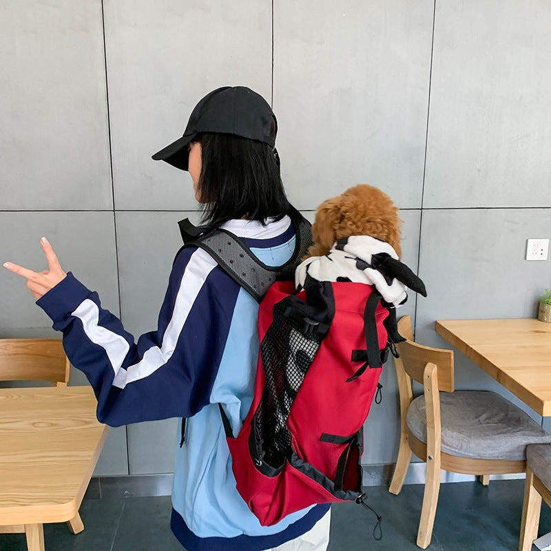 KFX-6069309 Breathable and Washable Pet Backpack with Ventilation in Black, Red, Gray, and Blue