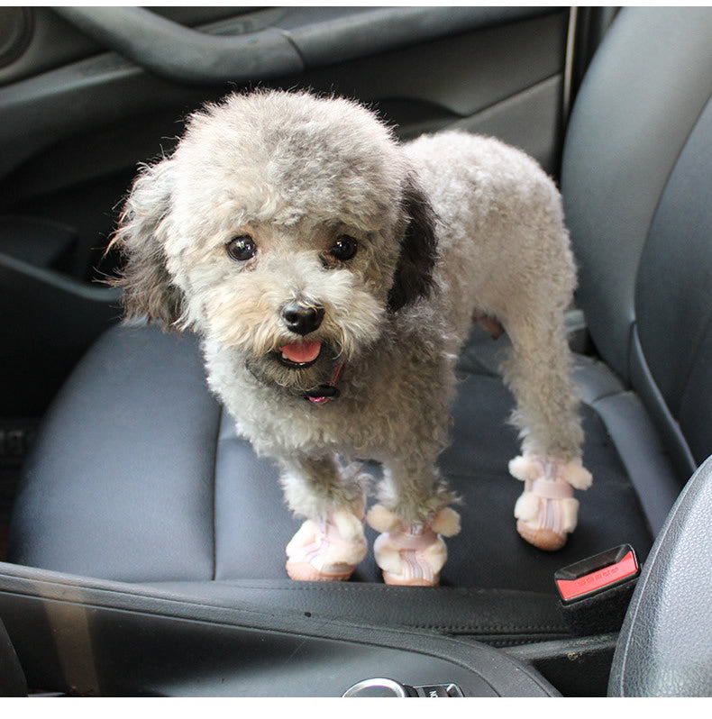 KFX-6069693 Winter Dog Booties with Ear Decoration - Anti-Slip Paw Protectors for Small Dogs