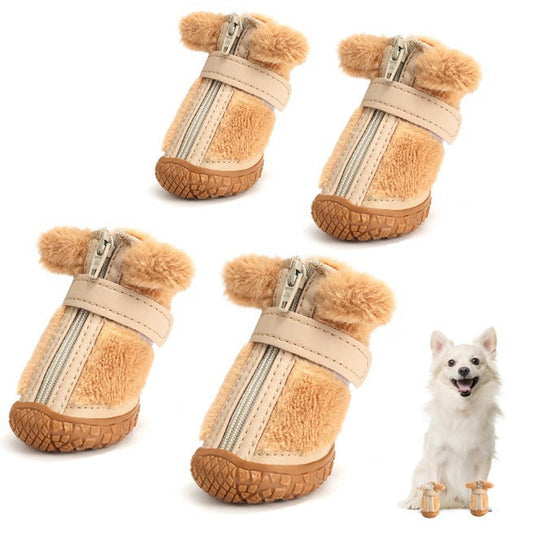 KFX-6069693 Winter Dog Booties with Ear Decoration - Anti-Slip Paw Protectors for Small Dogs