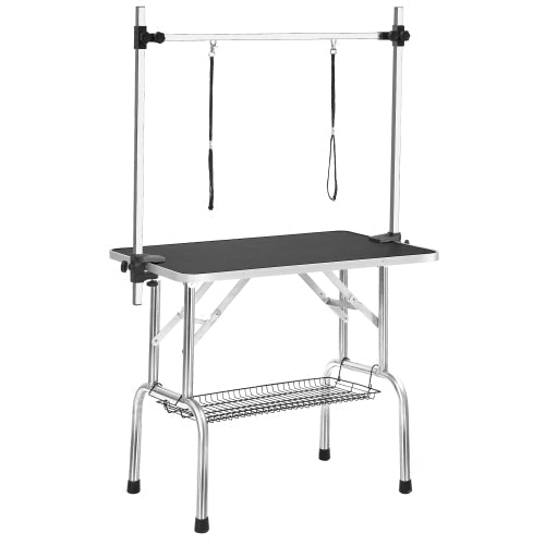 KFX-6070717 36 Inch Adjustable Portable Dog Grooming Table with Non-Slip Surface and Heavy-Duty Steel Frame