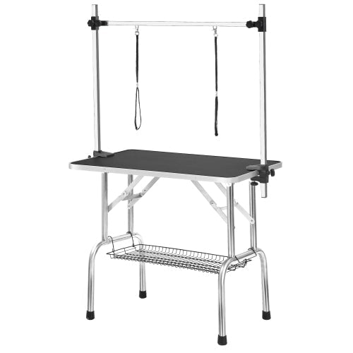 KFX-6070717 36 Inch Adjustable Portable Dog Grooming Table with Non-Slip Surface and Heavy-Duty Steel Frame