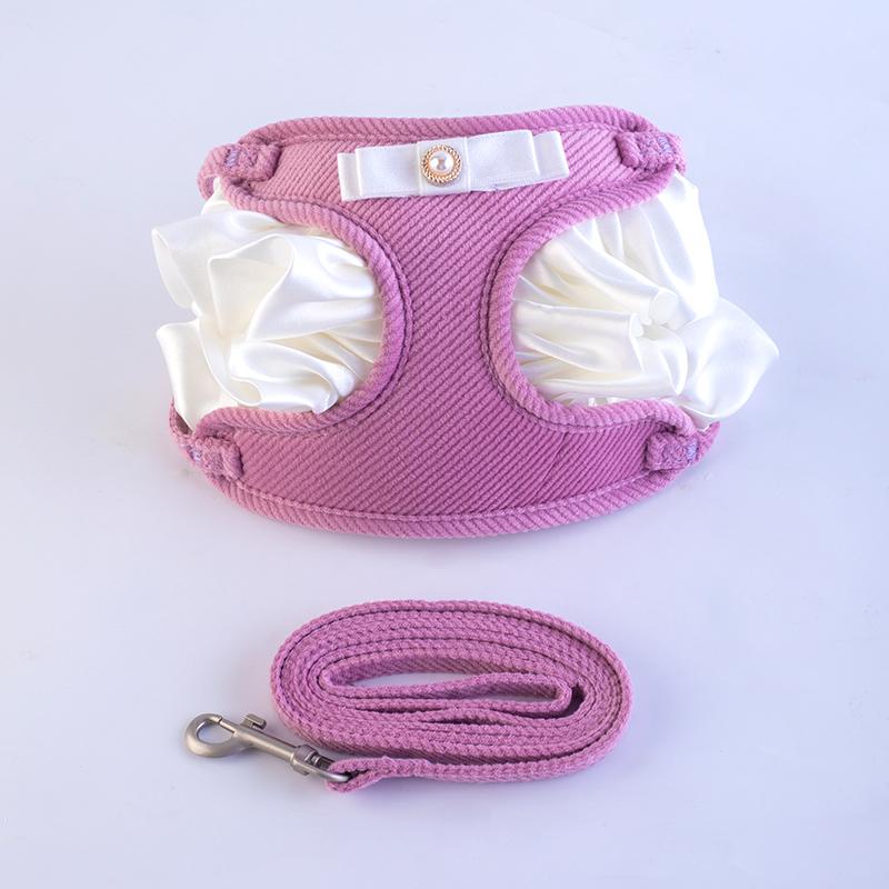 KFX-6072637 Cream Lace Bow Pet Leash in Multiple Colors for Small to Large Dogs