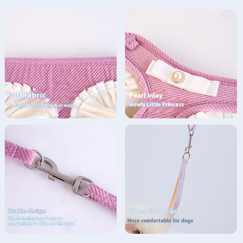 KFX-6072637 Cream Lace Bow Pet Leash in Multiple Colors for Small to Large Dogs