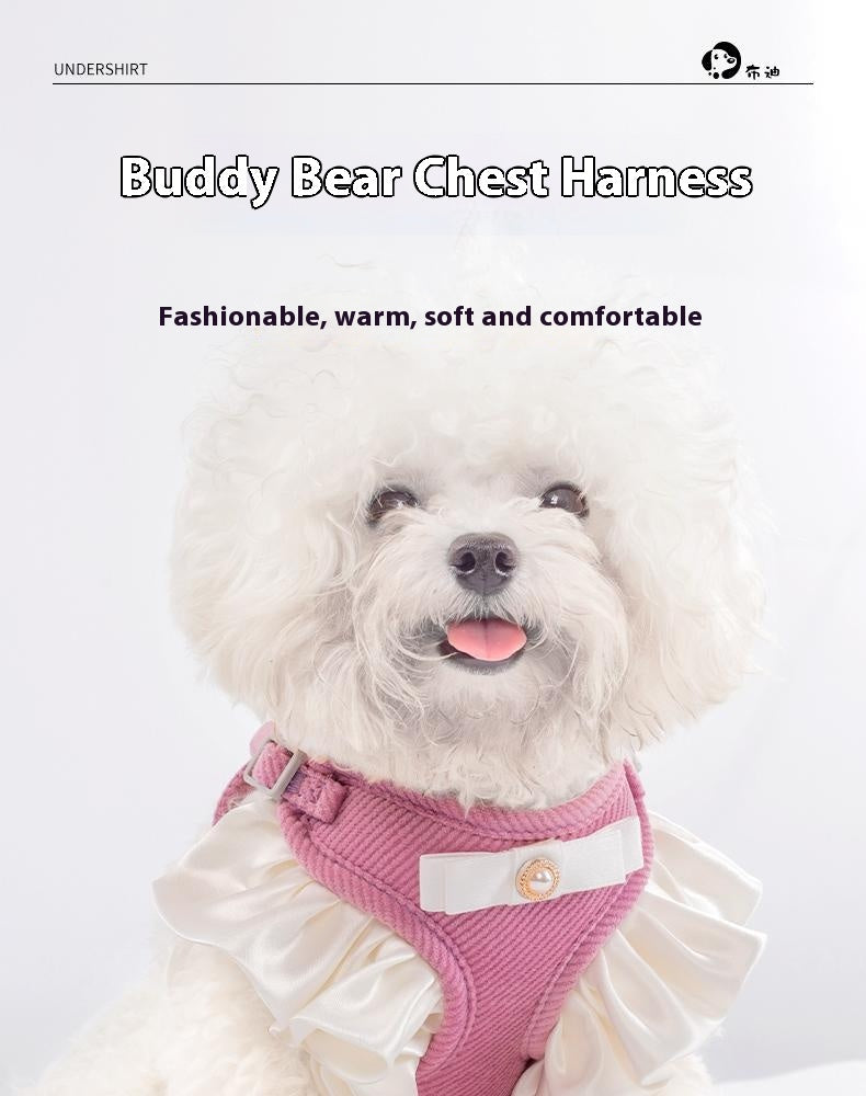 KFX-6072637 Cream Lace Bow Pet Leash in Multiple Colors for Small to Large Dogs