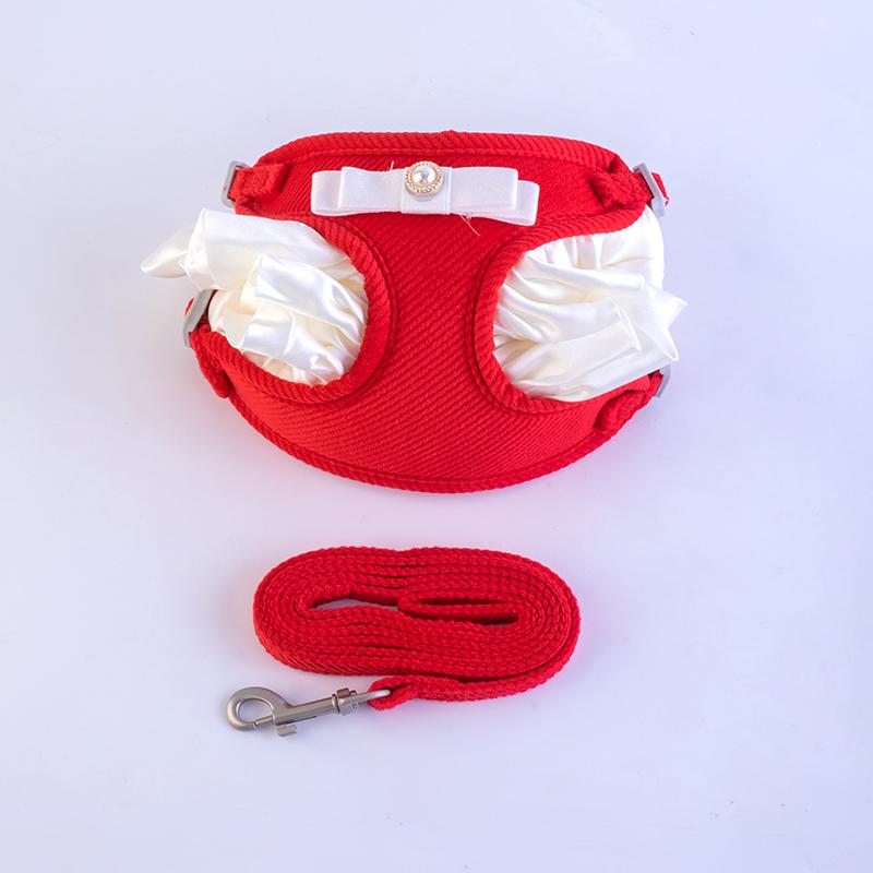 KFX-6072637 Cream Lace Bow Pet Leash in Multiple Colors for Small to Large Dogs
