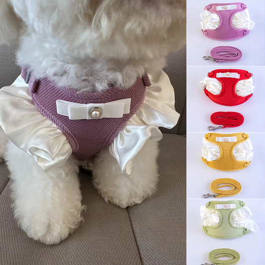 KFX-6072637 Cream Lace Bow Pet Leash in Multiple Colors for Small to Large Dogs