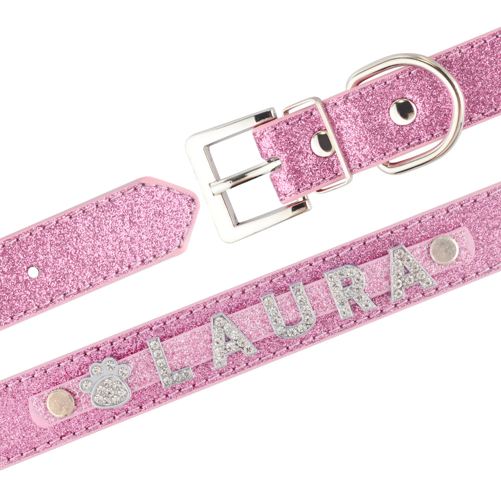 KFX-6074685 Customizable Alphabet Dog Name Collar in PU with Zinc Alloy Accessories, Multiple Sizes Available