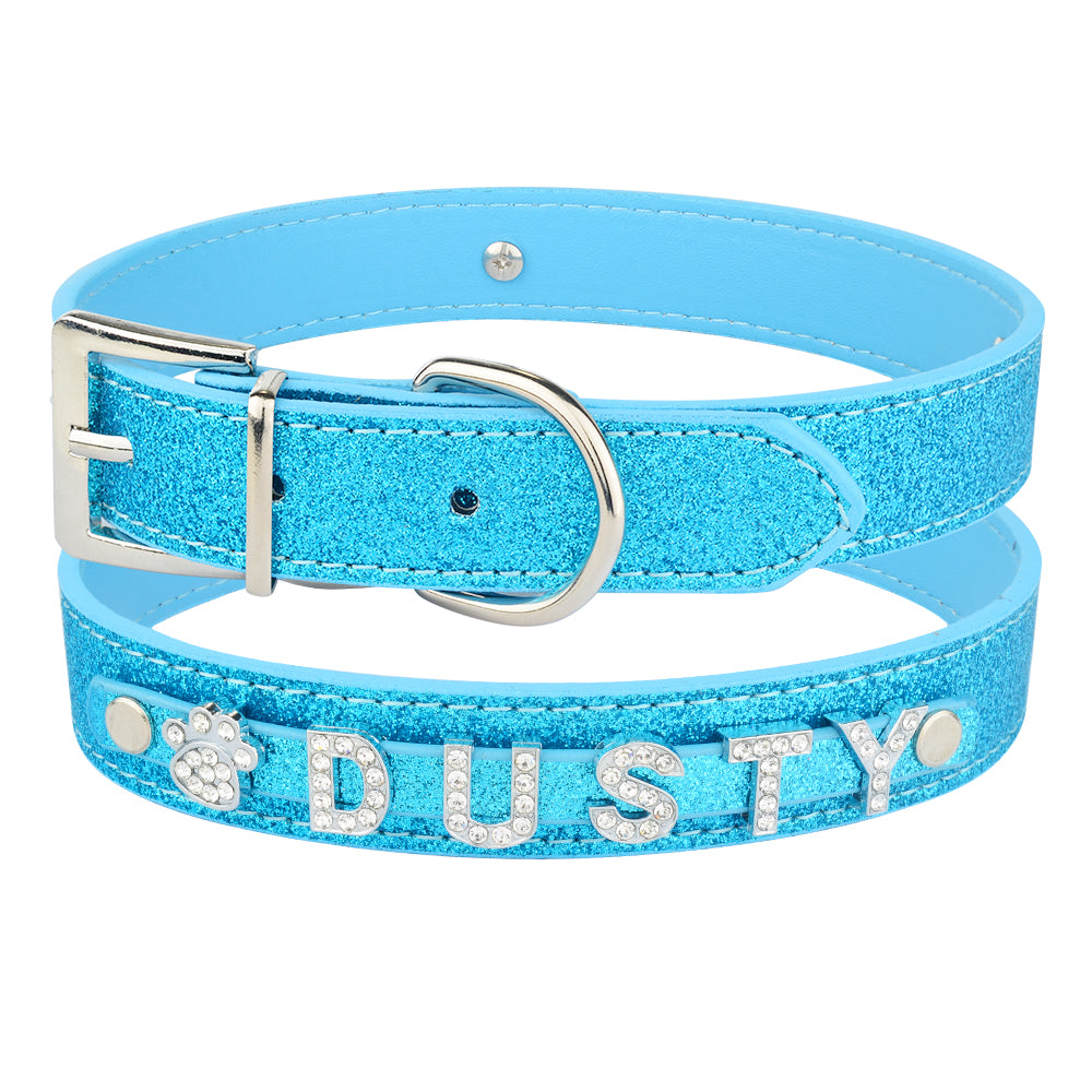 KFX-6074685 Customizable Alphabet Dog Name Collar in PU with Zinc Alloy Accessories, Multiple Sizes Available