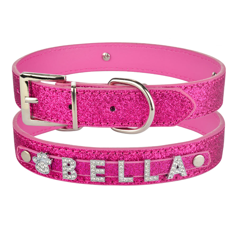 KFX-6074685 Customizable Alphabet Dog Name Collar in PU with Zinc Alloy Accessories, Multiple Sizes Available