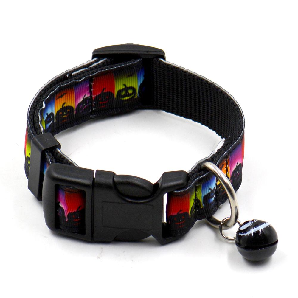 KFX-6074813 Ghost Halloween Series Dog Collar with Bell - Durable Imitation Nylon, Adjustable Size S-L
