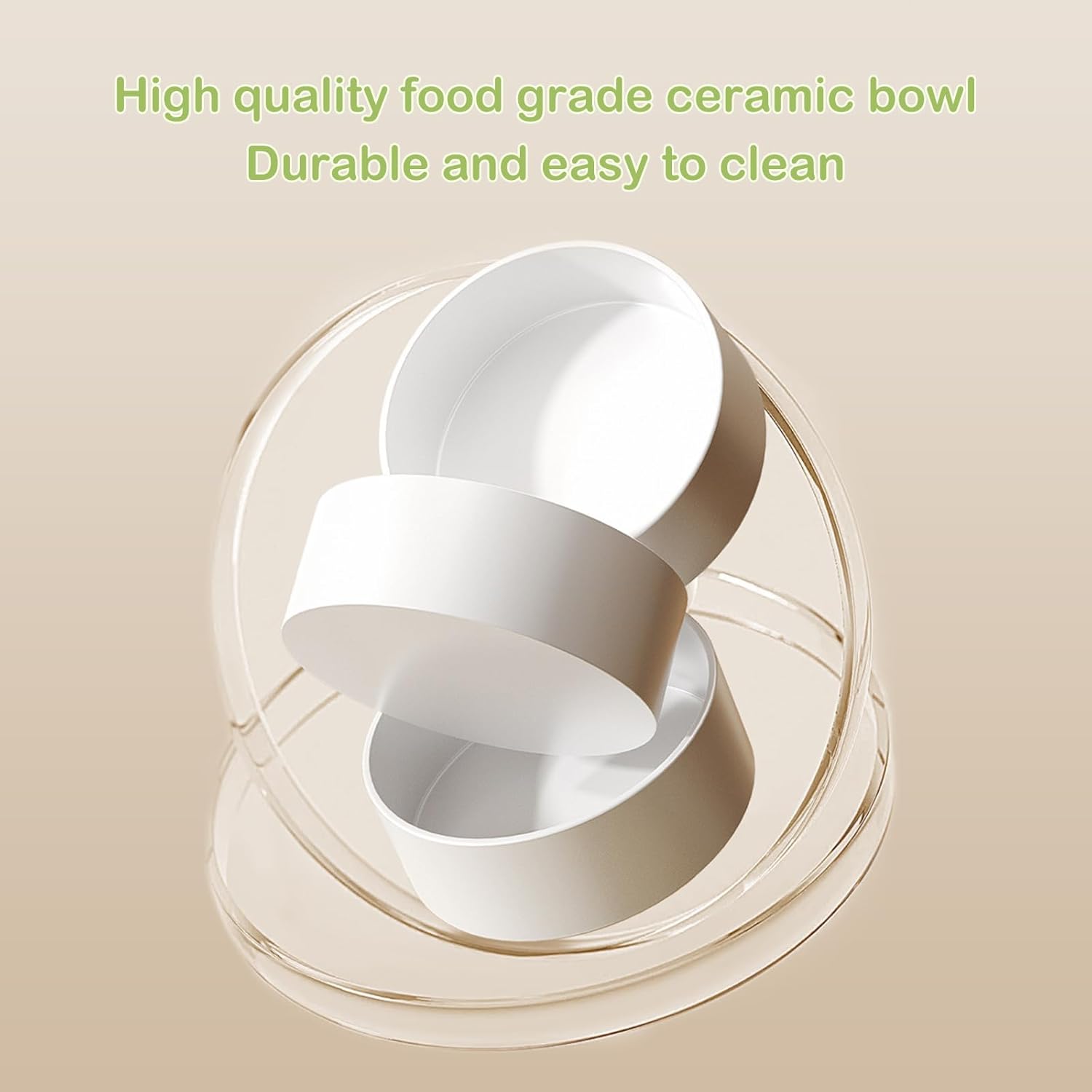 KFX-6076093 Elevated Ceramic Cat Bowls Set with 15° Tilted Design for Anti-Vomiting and Spill-Proof Feeding