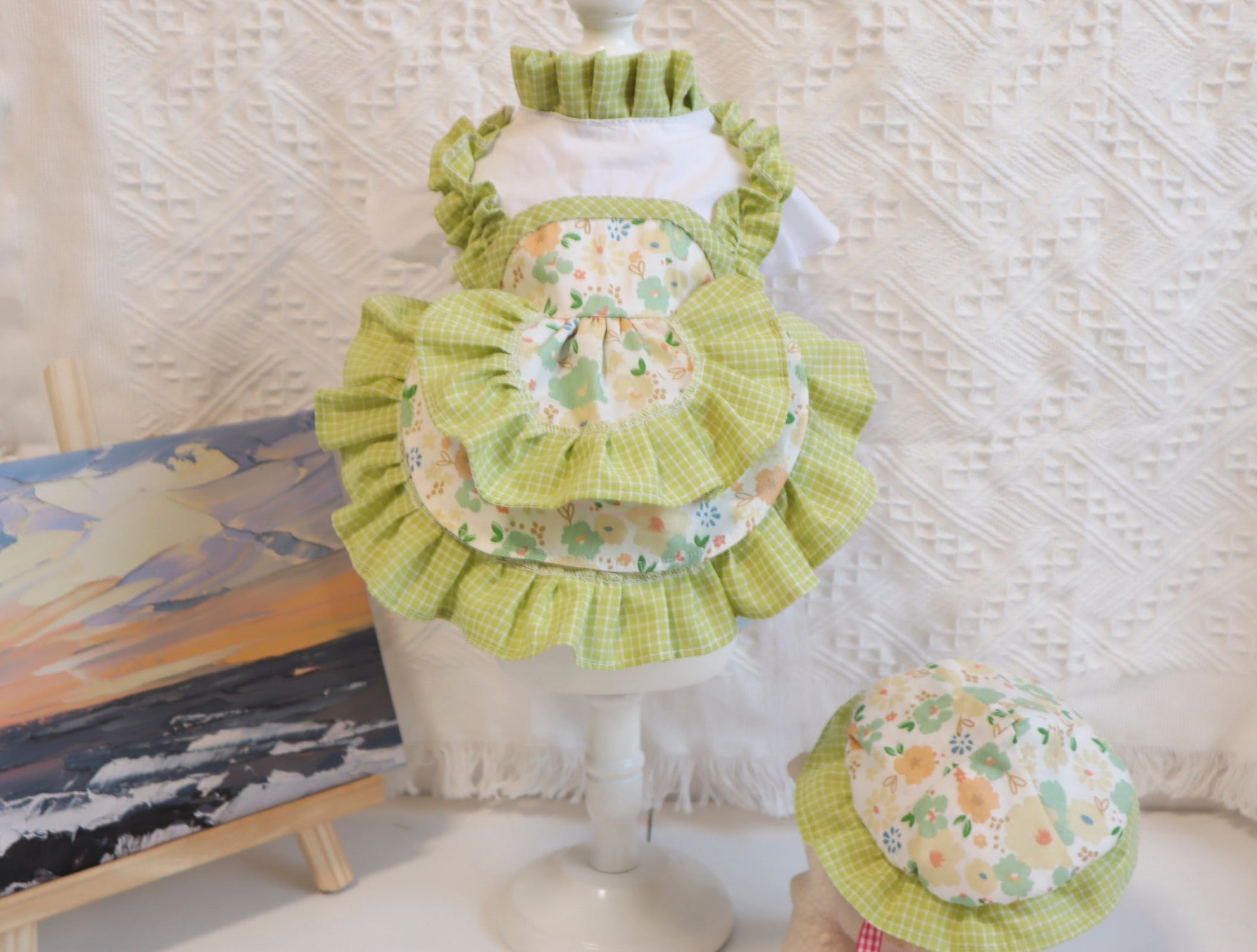 KFX-6076605 Pumpkin Cake Skirt & Hat Set for Cats - Polyester Pet Sweater in Various Sizes