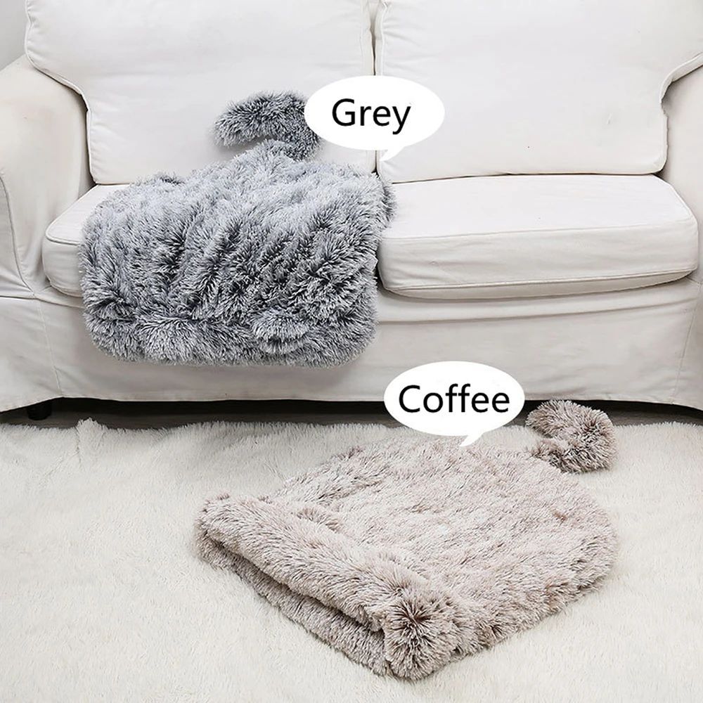 KFX-6078653 Cozy Plush Cat and Dog Hideout House with Warm Mat for Small Animals