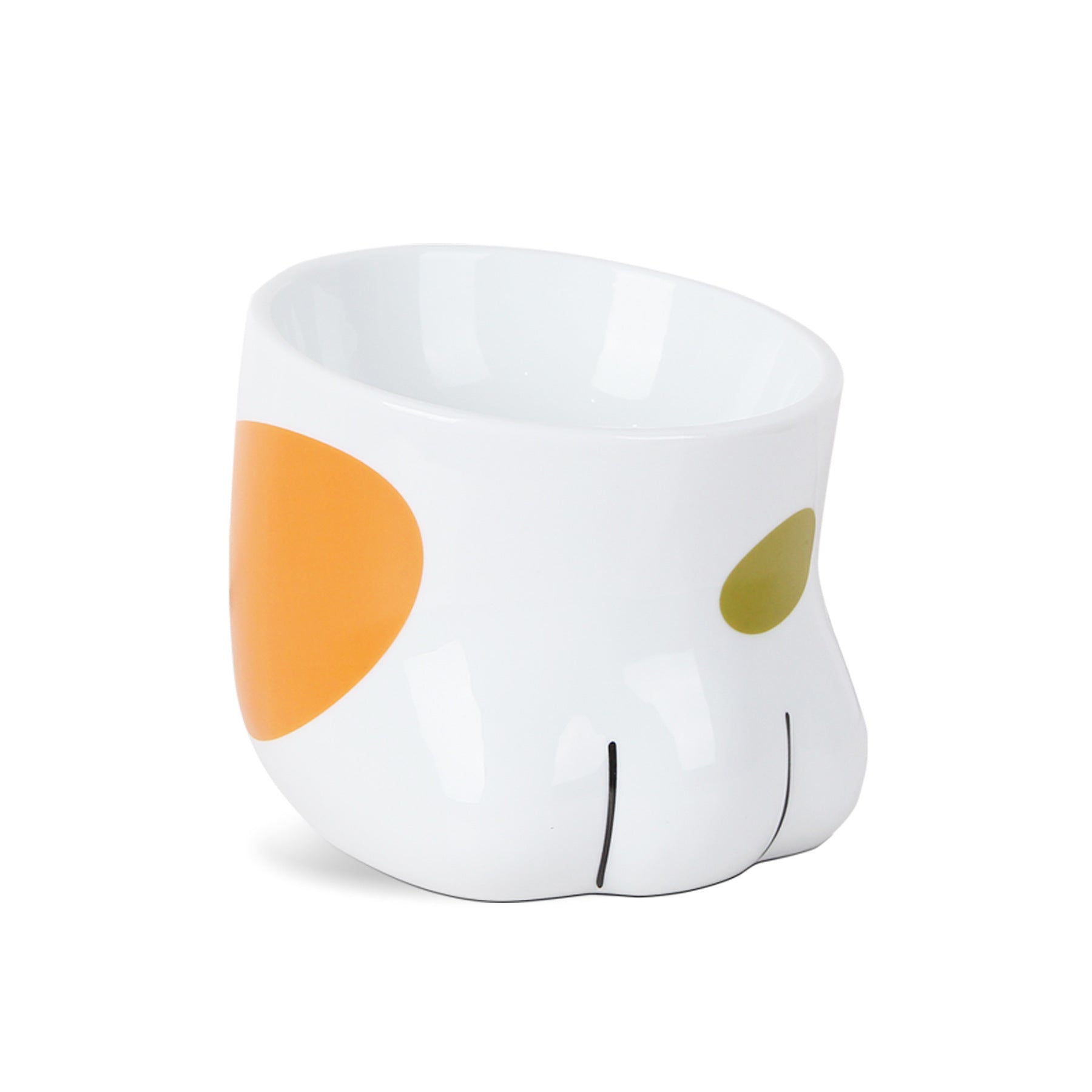 KFX-6078781 Ceramic Cat Paw Bowl - White Food and Water Bowl for Cats