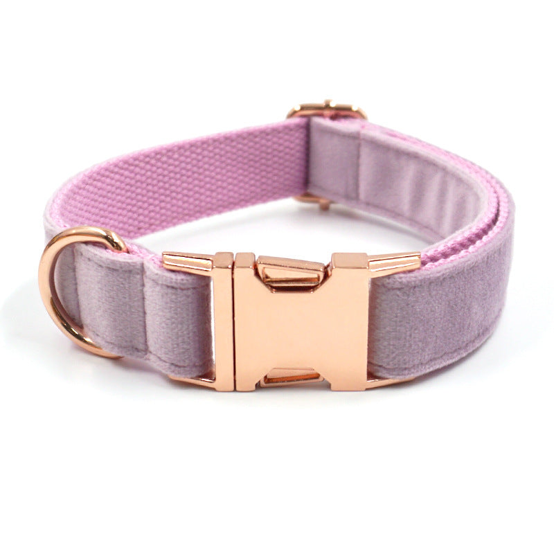 KFX-6080061 Dark Grey Velvet Pet Collar and Leash Set with Bow and Chest Harness