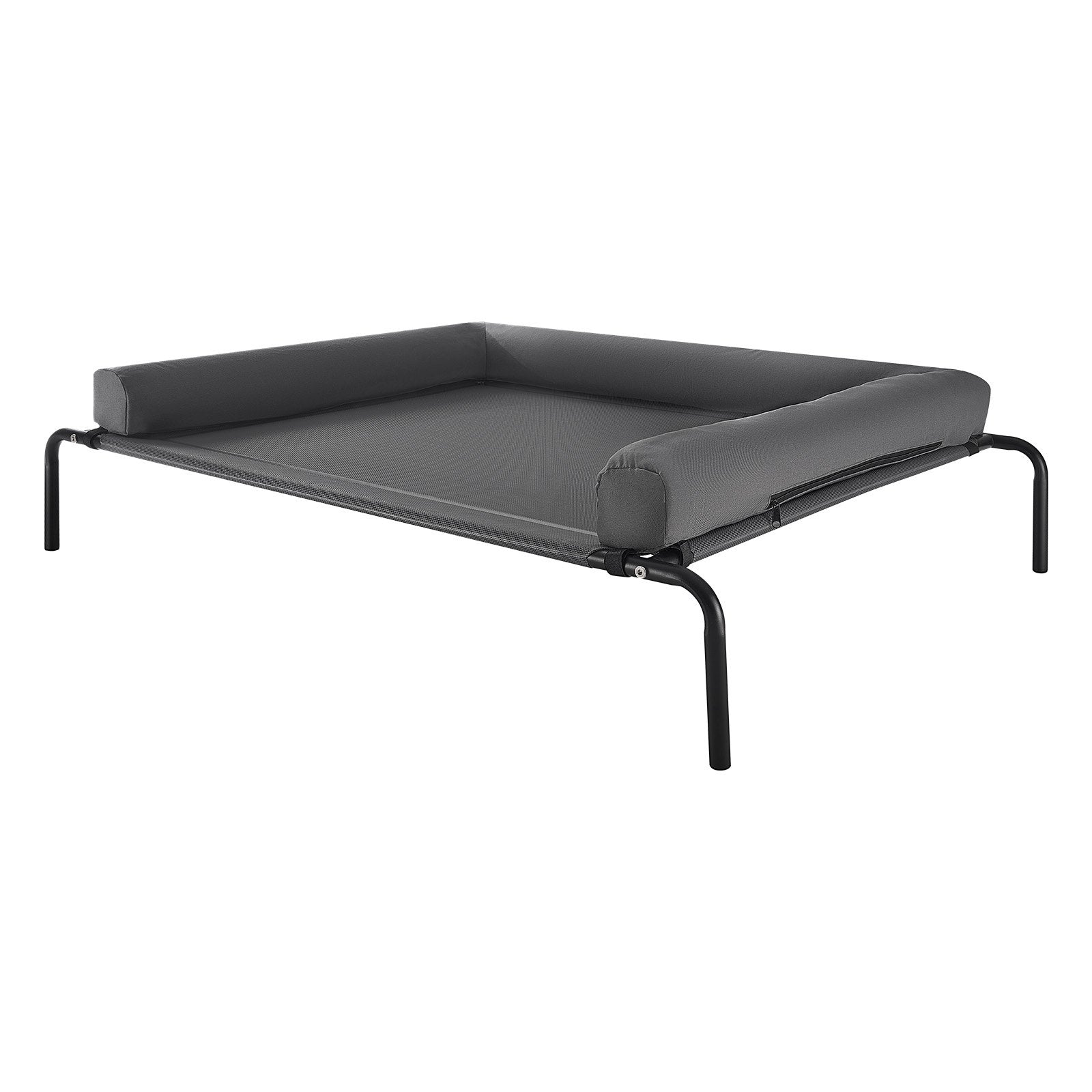 KFX-6083005 Elevated Dog Bed for Large Dogs with Supportive Pillow, Portable Raised Cot in Gray