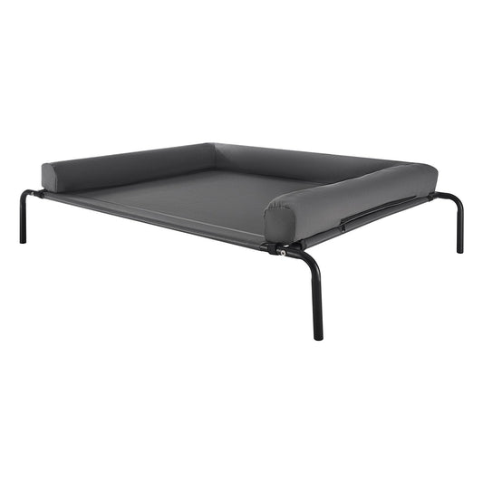 KFX-6083005 Elevated Dog Bed for Large Dogs with Supportive Pillow, Portable Raised Cot in Gray