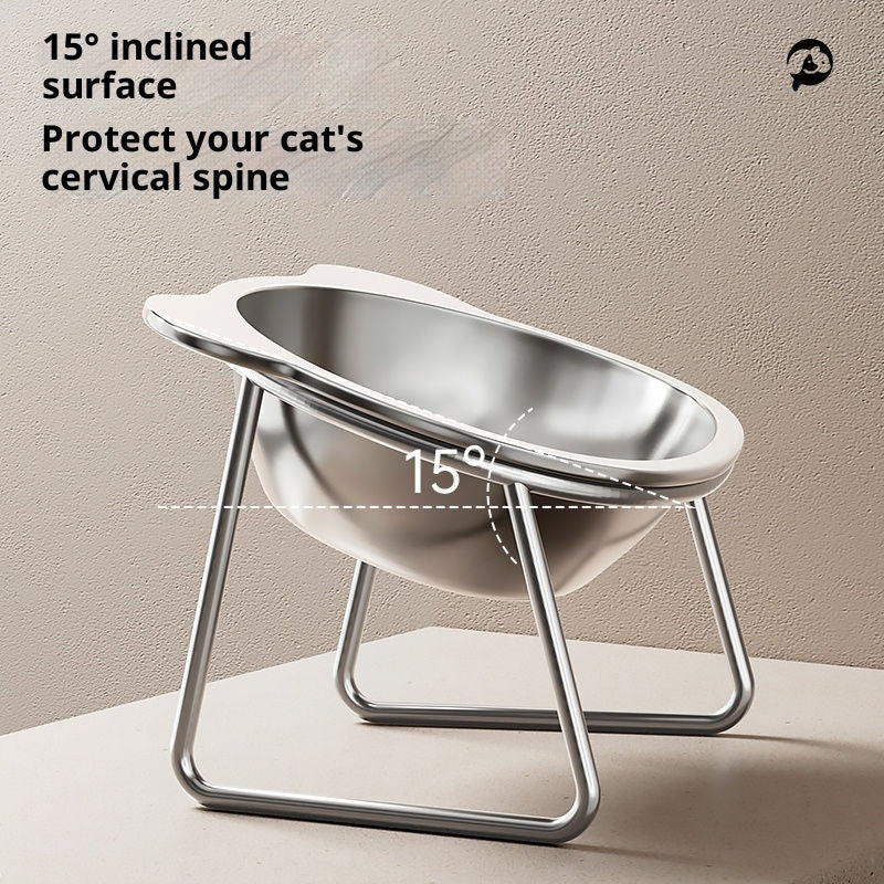 KFX-6084541 Stainless Steel Elevated Cat Bowl with Neck Support for Comfortable Eating