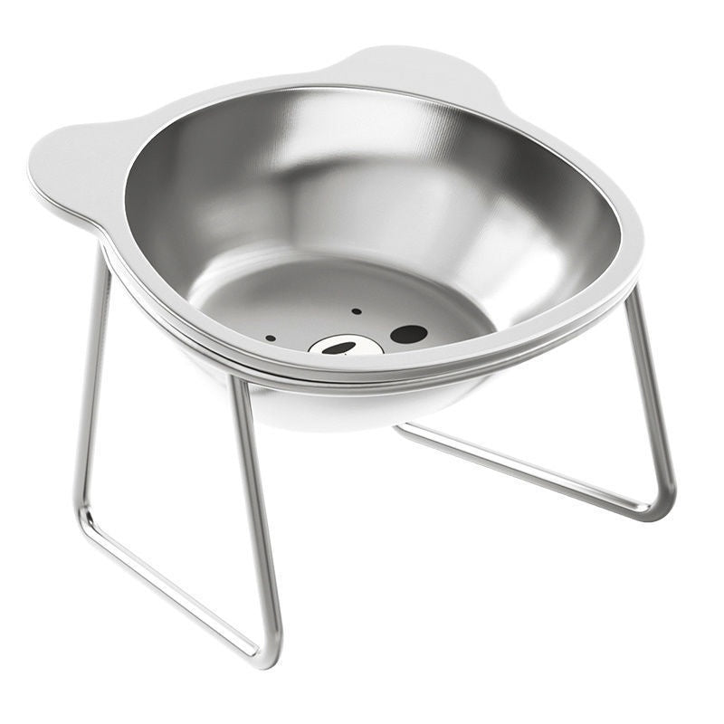 KFX-6084541 Stainless Steel Elevated Cat Bowl with Neck Support for Comfortable Eating