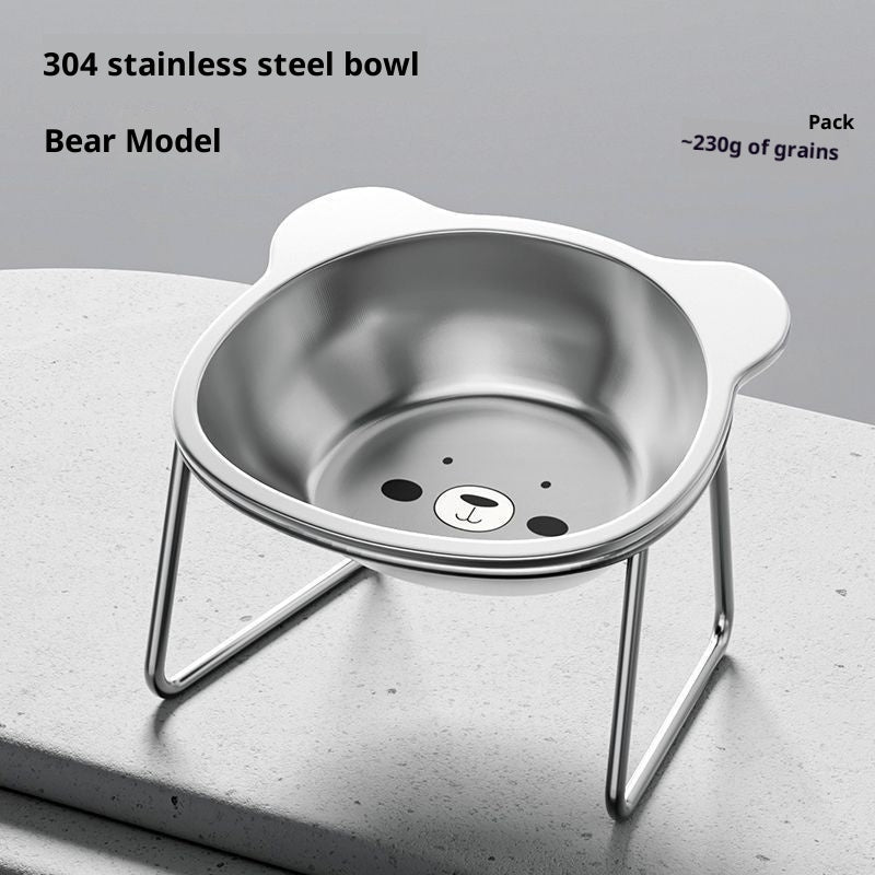 KFX-6084541 Stainless Steel Elevated Cat Bowl with Neck Support for Comfortable Eating