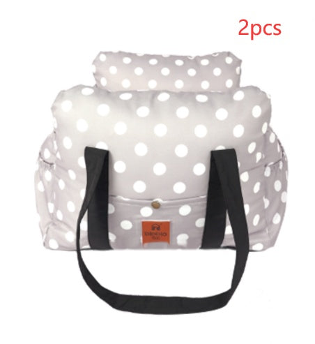 KFX-6086589 Travel-Friendly Dog Kennel for Pets Up to 14 lbs - Striped Gray, Polka Dot Gray, Blue