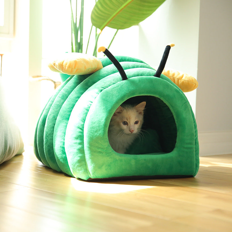 KFX-6088381 Semi-Closed Cozy Pet Nest for Small Animals - Warm Cat Sleeping Bag for All Seasons