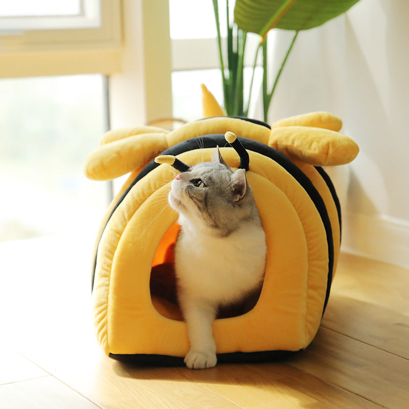 KFX-6088381 Semi-Closed Cozy Pet Nest for Small Animals - Warm Cat Sleeping Bag for All Seasons