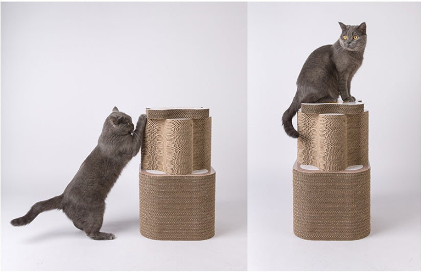 KFX-6089405 Versatile Corrugated Cat Scratching Board and Tunnel Combo for Play and Scratching