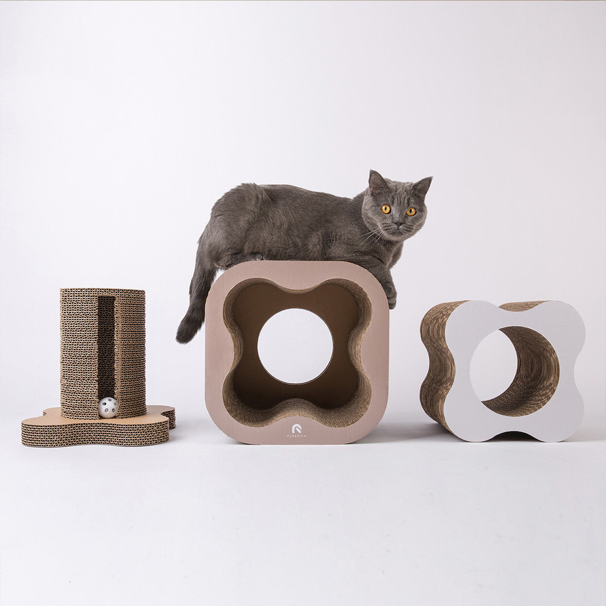 KFX-6089405 Versatile Corrugated Cat Scratching Board and Tunnel Combo for Play and Scratching