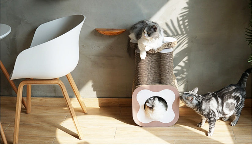 KFX-6089405 Versatile Corrugated Cat Scratching Board and Tunnel Combo for Play and Scratching