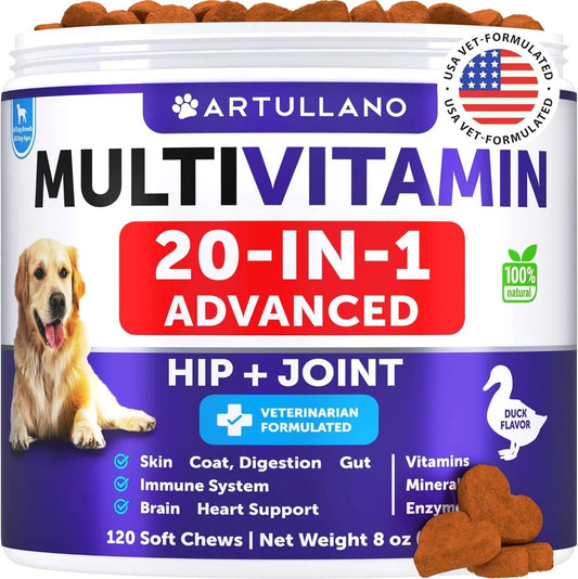 KFX-6090173 20-in-1 Dog Multivitamin Chews with Glucosamine for Joint Health, Gut Support, and Skin Care - Suitable for All Dogs