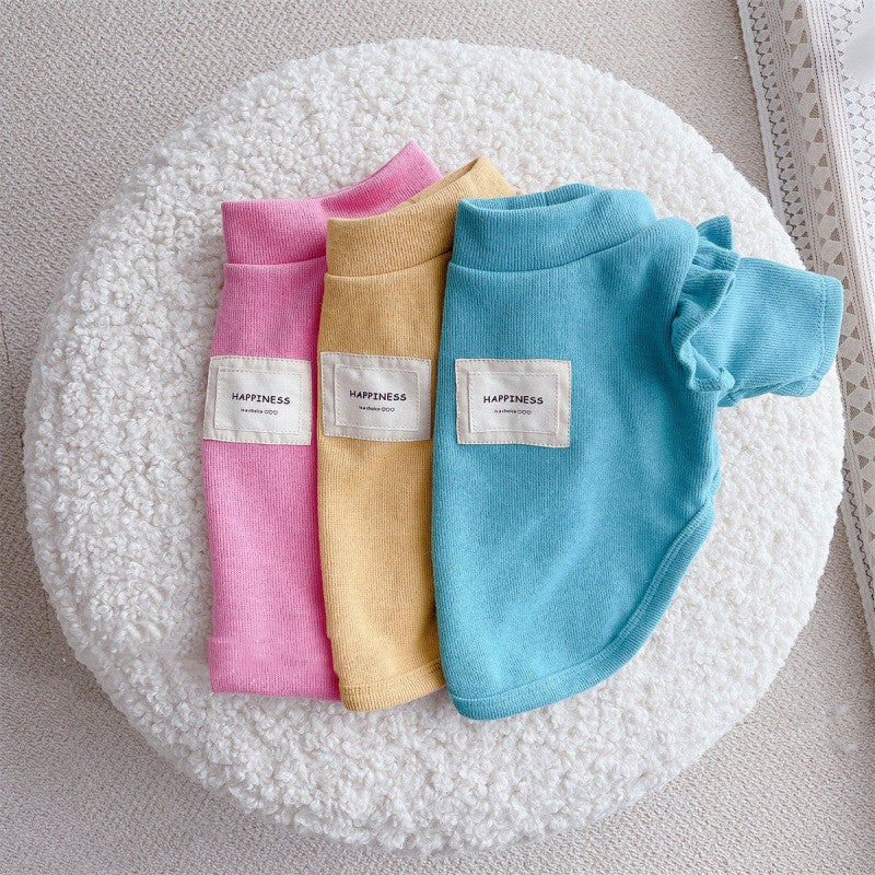 KFX-6090685 Knit Dog Clothes with Small Flying Sleeves - Thick Polyester Material in Blue, Pink, Yellow, Sizes S-XXL