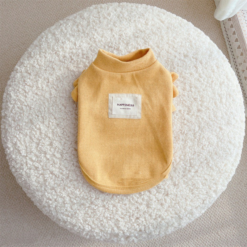 KFX-6090685 Knit Dog Clothes with Small Flying Sleeves - Thick Polyester Material in Blue, Pink, Yellow, Sizes S-XXL