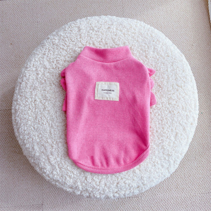 KFX-6090685 Knit Dog Clothes with Small Flying Sleeves - Thick Polyester Material in Blue, Pink, Yellow, Sizes S-XXL