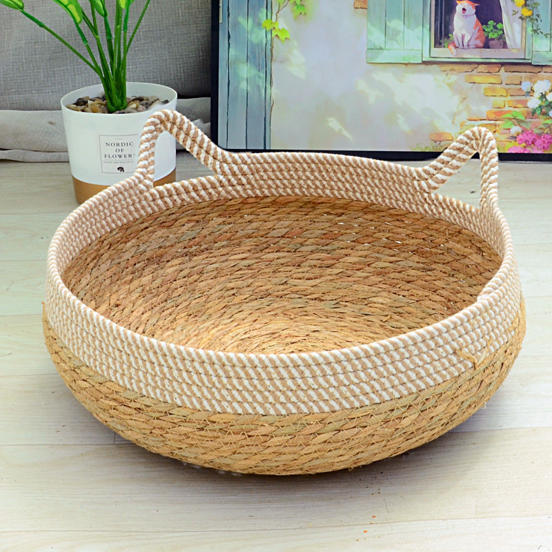 KFX-6094141 Rattan Cat Nest with Cotton Cushion - Various Sizes for Cats and Dogs