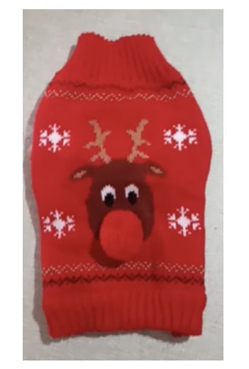 KFX-6094269 Cozy Christmas Pet Sweater for Cats and Dogs - Warm Acrylic Knit Apparel in Various Sizes