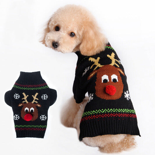KFX-6094269 Cozy Christmas Pet Sweater for Cats and Dogs - Warm Acrylic Knit Apparel in Various Sizes