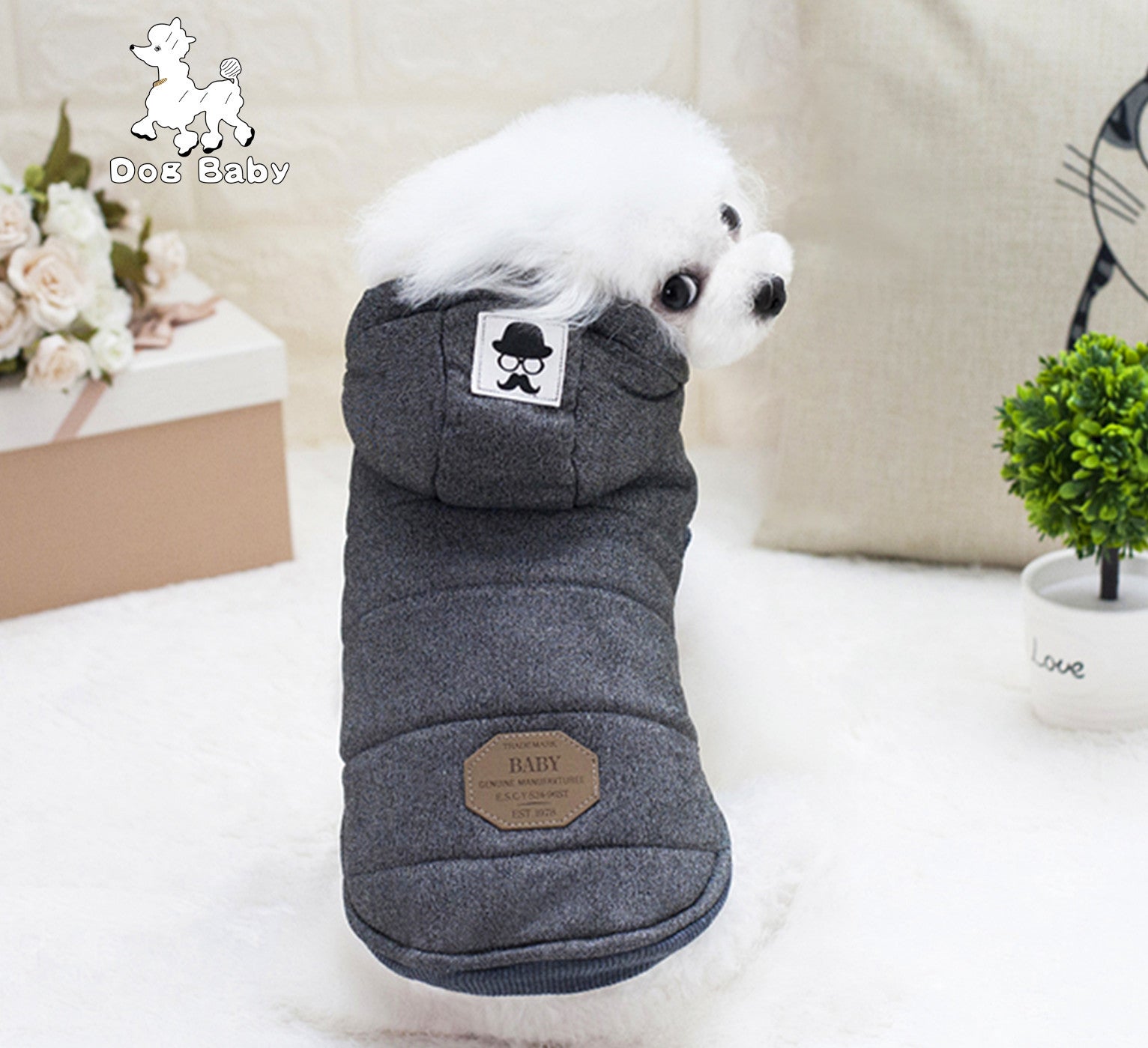 KFX-6094525 Cozy Cotton-Padded Clothing for Pets - Casual Two-Leg Design in Dark Colors