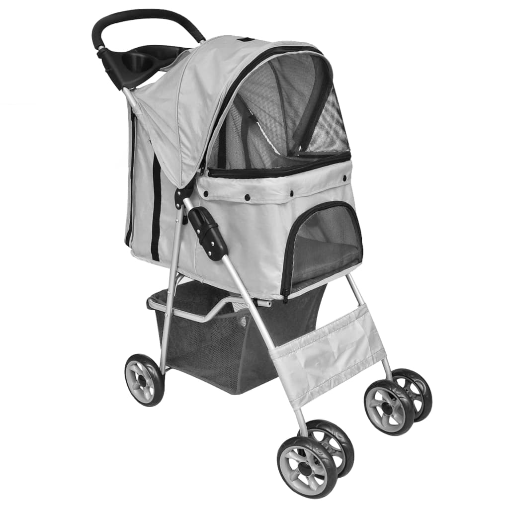 KFX-6101309 Foldable Pet Stroller for Dogs and Cats, Water-Resistant Travel Buggy with Storage Compartment, Smooth Ride