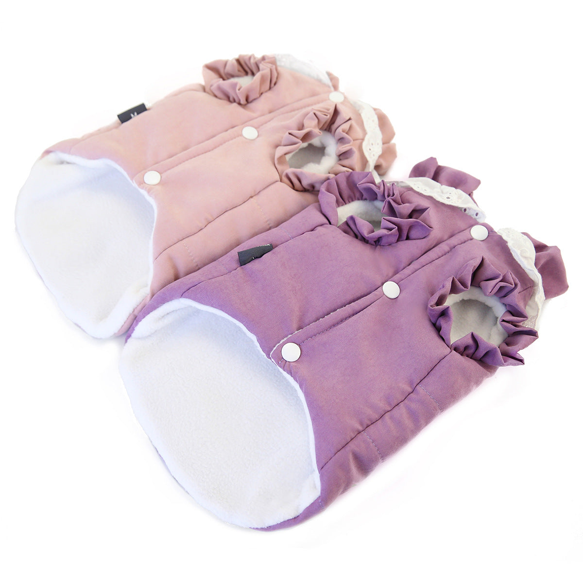 KFX-6102205 Lace Collar Casual Winter Vest for Pets in Purple and Pink, Two-Legged Cotton Apparel