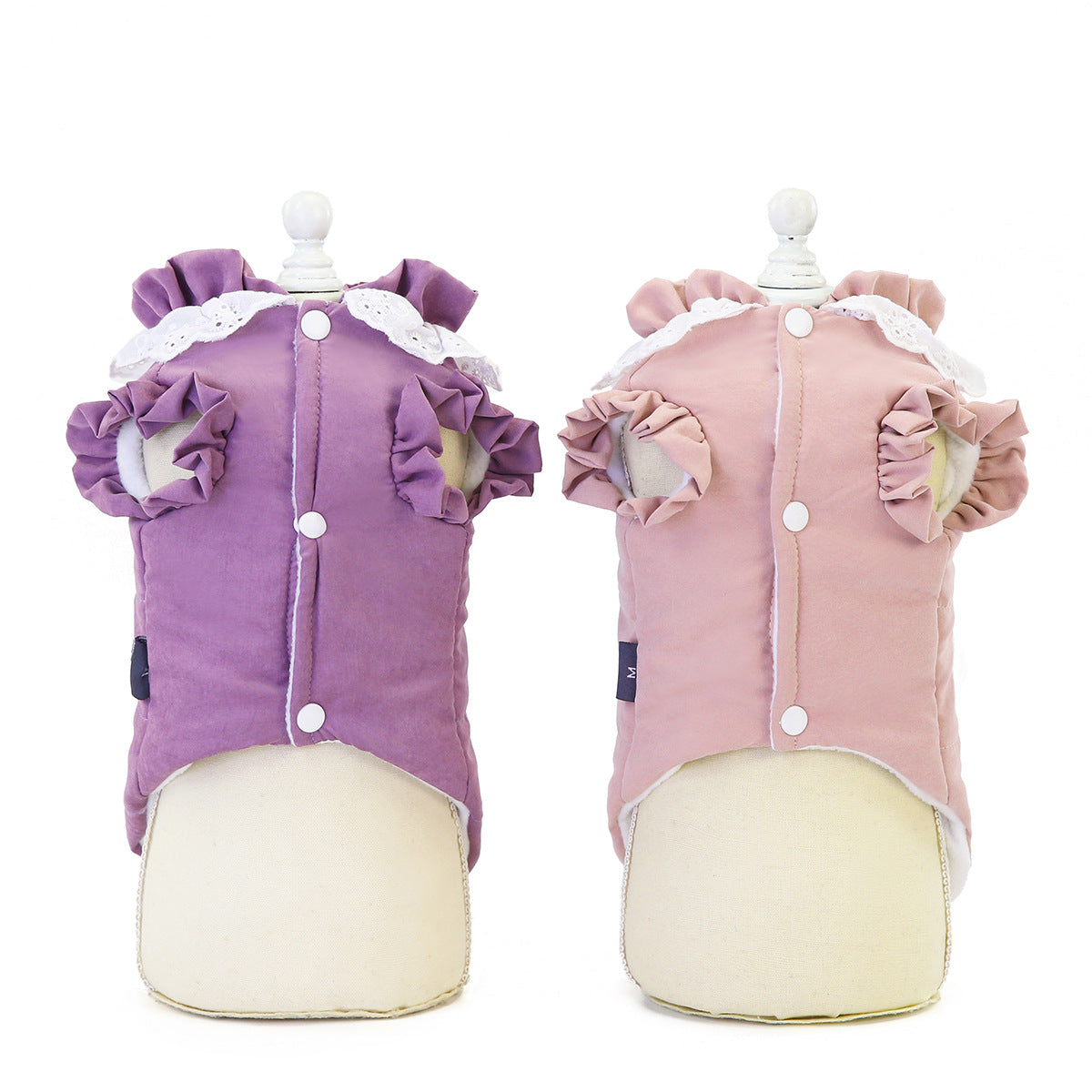 KFX-6102205 Lace Collar Casual Winter Vest for Pets in Purple and Pink, Two-Legged Cotton Apparel