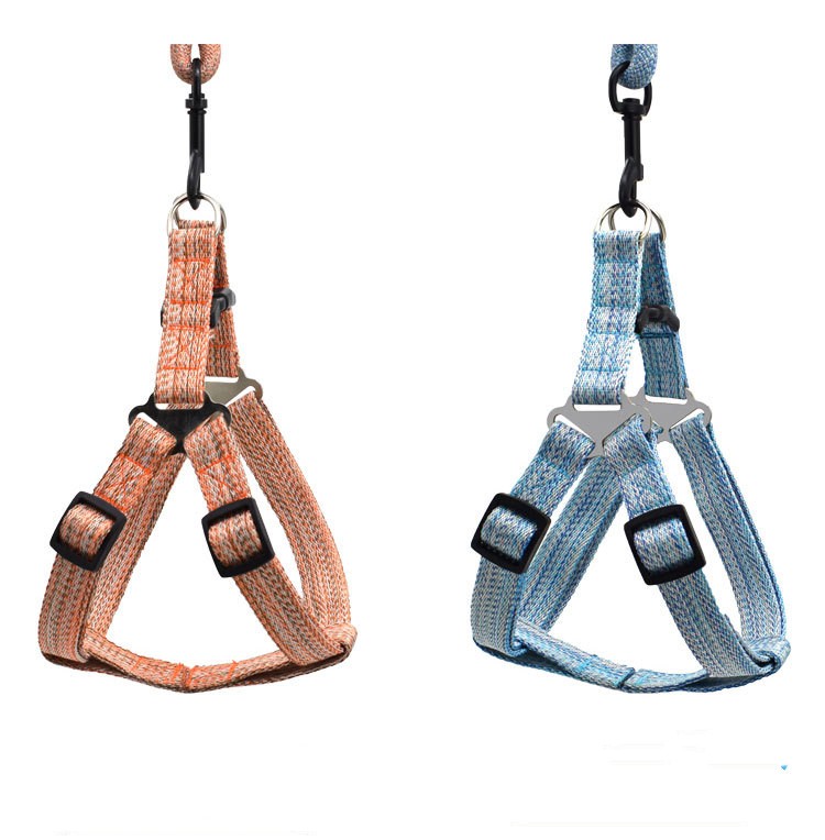 KFX-6104893 Linen Nylon Round Rope Pet Traction Set with Adjustable Chest Strap, Multiple Color Options