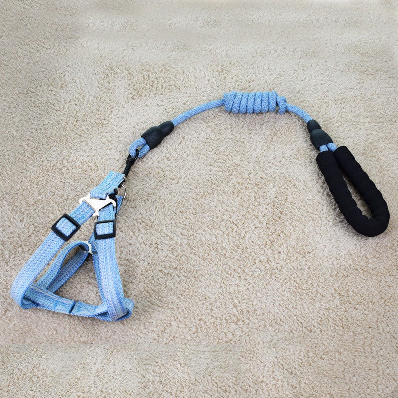 KFX-6104893 Linen Nylon Round Rope Pet Traction Set with Adjustable Chest Strap, Multiple Color Options