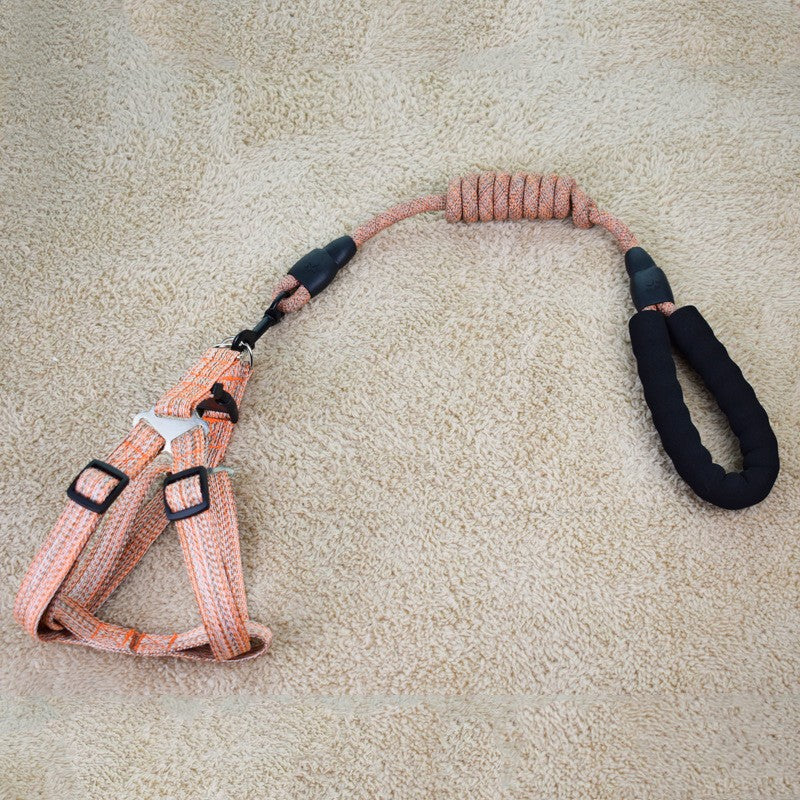 KFX-6104893 Linen Nylon Round Rope Pet Traction Set with Adjustable Chest Strap, Multiple Color Options