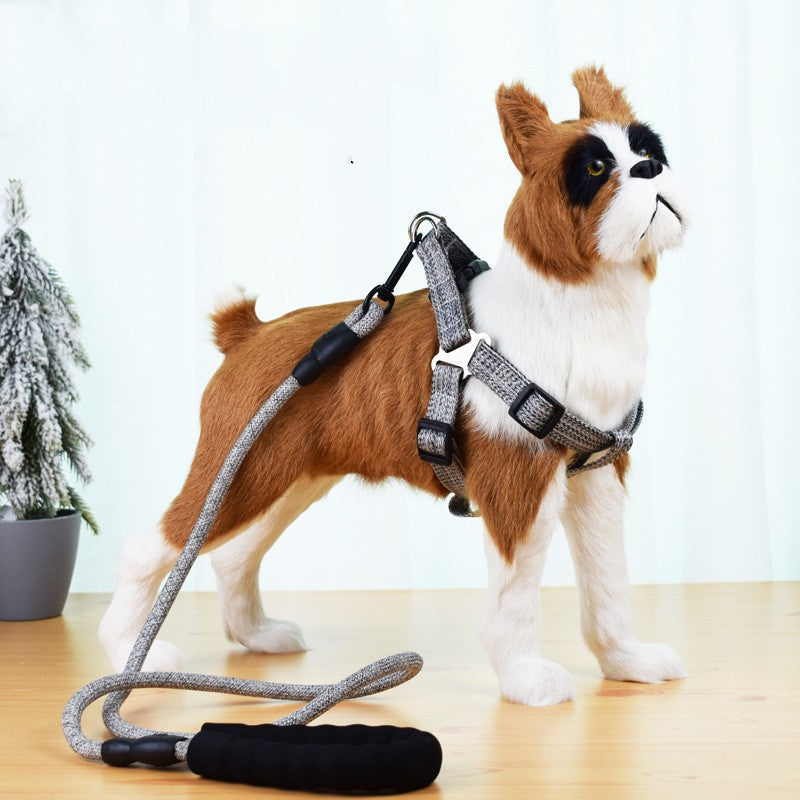 KFX-6104893 Linen Nylon Round Rope Pet Traction Set with Adjustable Chest Strap, Multiple Color Options
