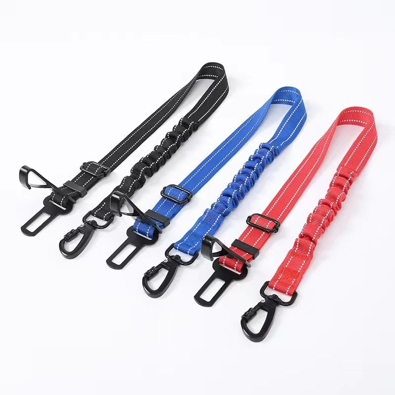 KFX-6105405 Pet Safety Rope Car Safety Buckle - Nylon Strap in Red, Blue, and Black